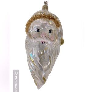 Pier 1 Hand blown glass Santa ornament hand painted somewhat iridescent     #18